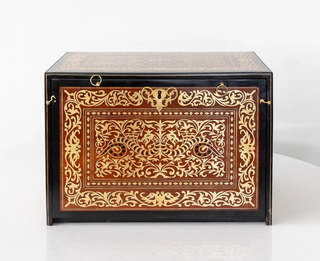 Portuguese Writing Box with Ebony and Brass Inlay