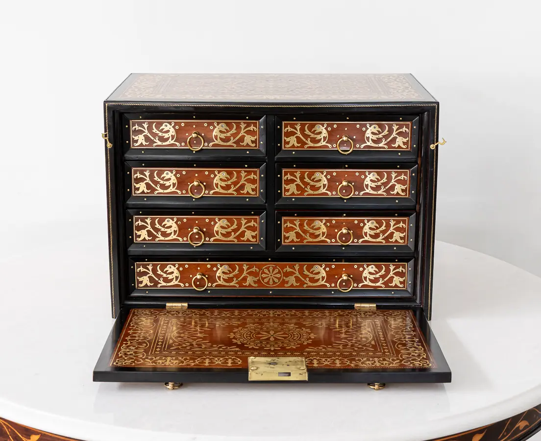 Portuguese Writing Box with Ebony and Brass Inlay
