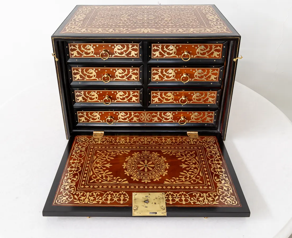 Portuguese Writing Box with Ebony and Brass Inlay