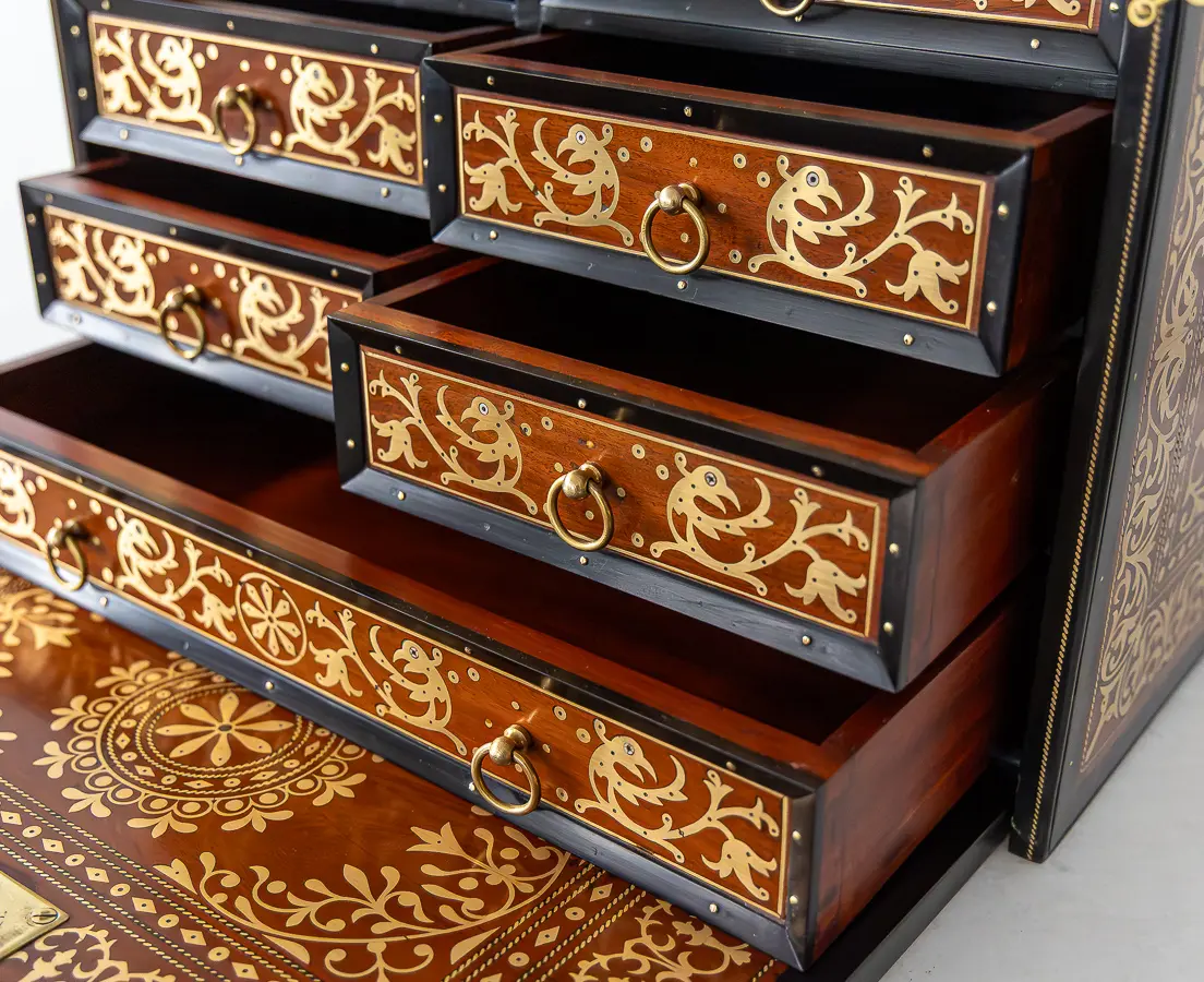 Portuguese Writing Box with Ebony and Brass Inlay