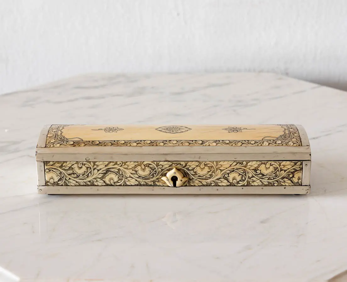 British Colonial Ivory Veneered Box - The Past Perfect Collection - Singapore