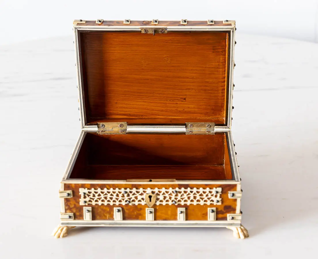 British Colonial Sandalwood Box with Tortoise Shell - The Past Perfect Collection - Singapore