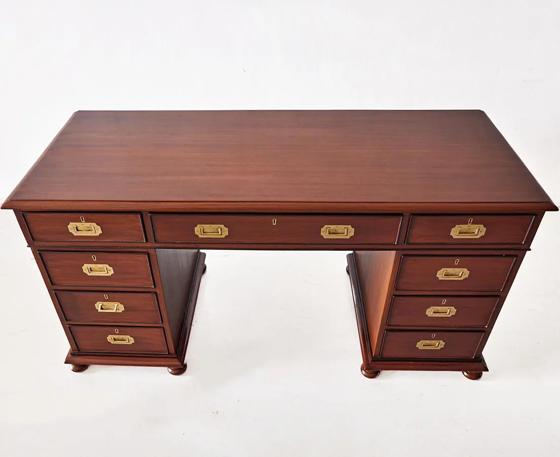 Antique Teakwood Pedestal Desk - The Past Perfect Collection - Singapore