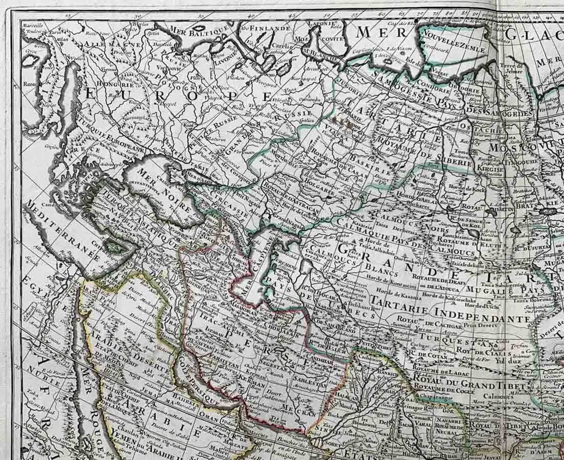 Antique Map - Asian Continent - Guillaume Delisle1723 - The Past Perfect Collection - Singapore