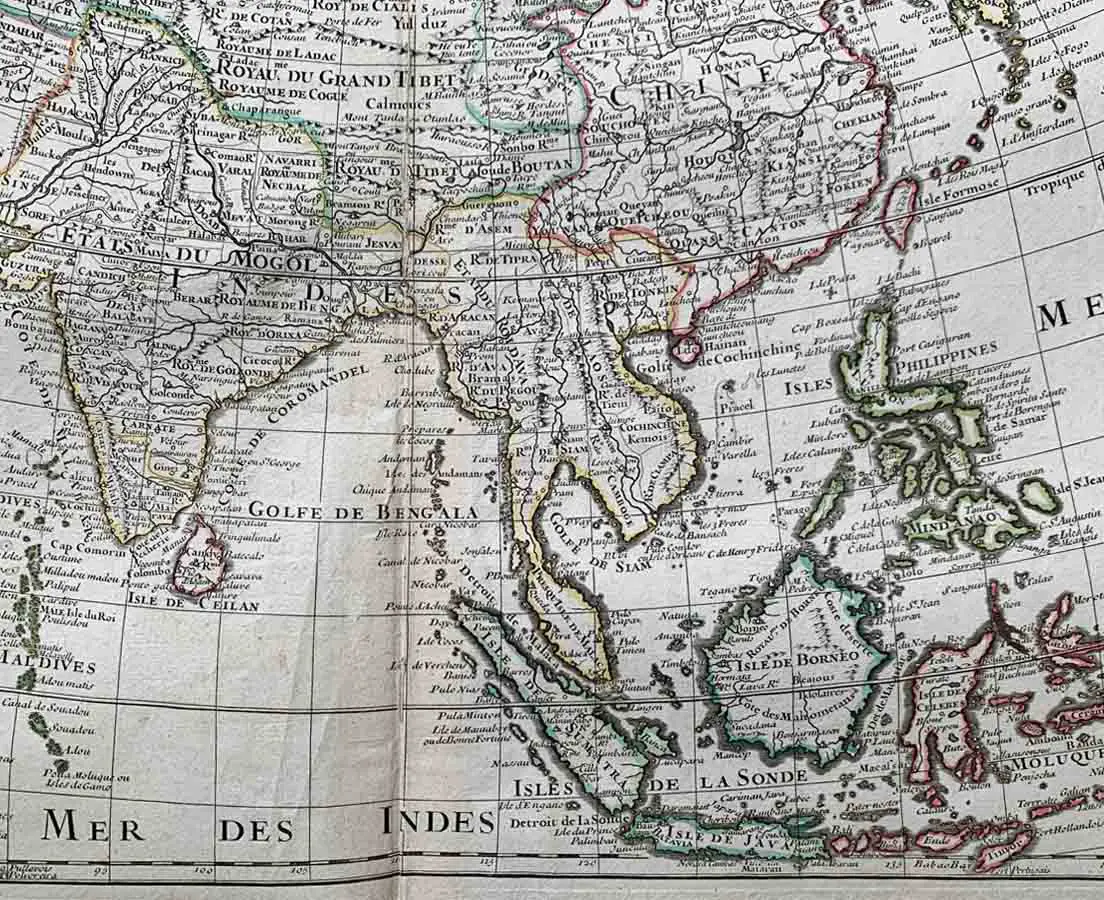 Antique Map - Asian Continent - Guillaume Delisle1723 - The Past Perfect Collection - Singapore