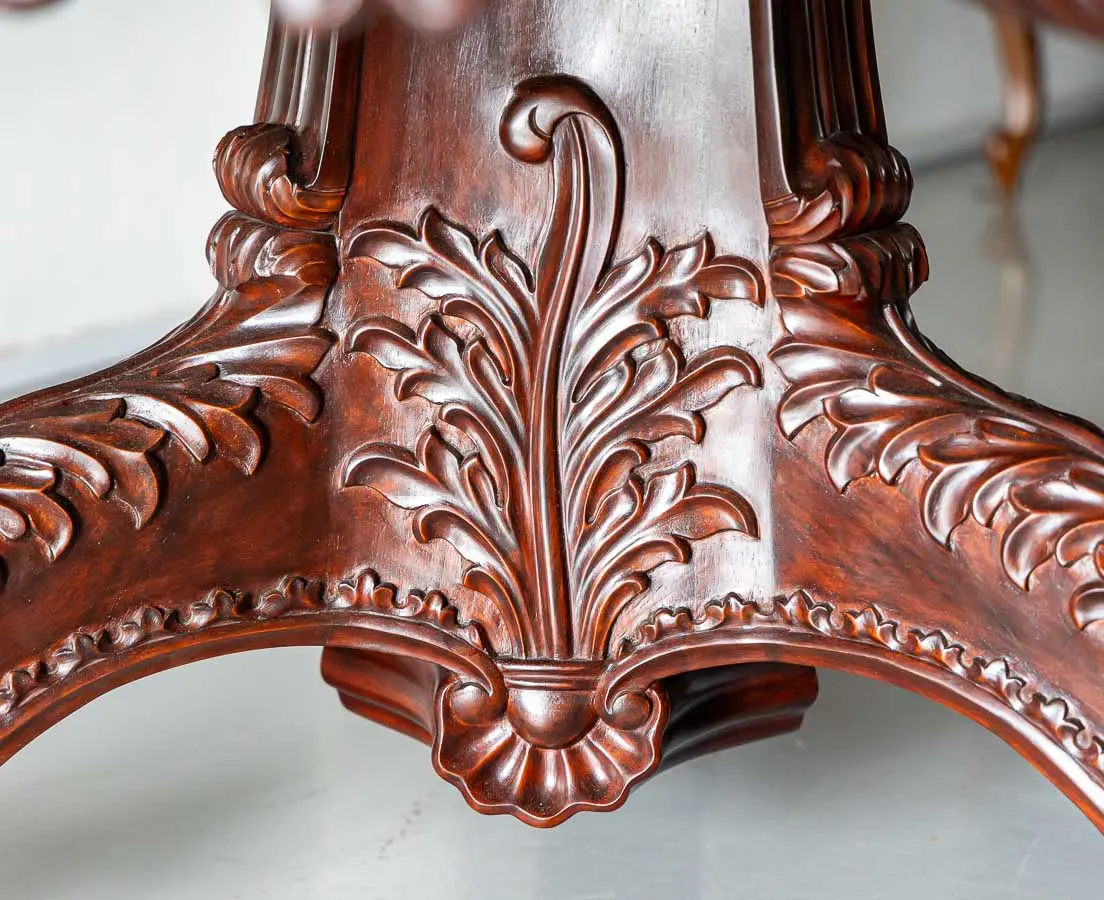 Antique Dining Tables - Mahogany Round Table with Marble Top - The Past Perfect Collection - Singapore