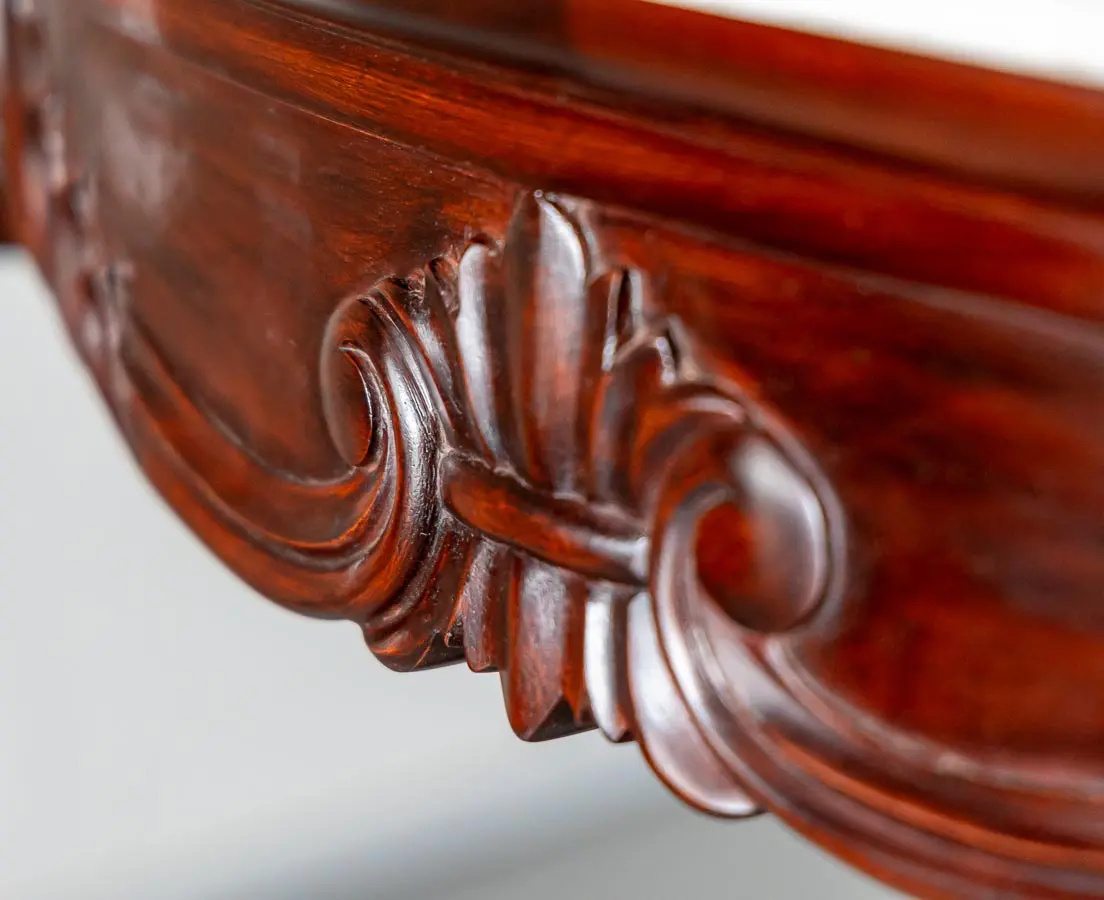 Antique Dining Tables - Mahogany Round Table with Marble Top - The Past Perfect Collection - Singapore