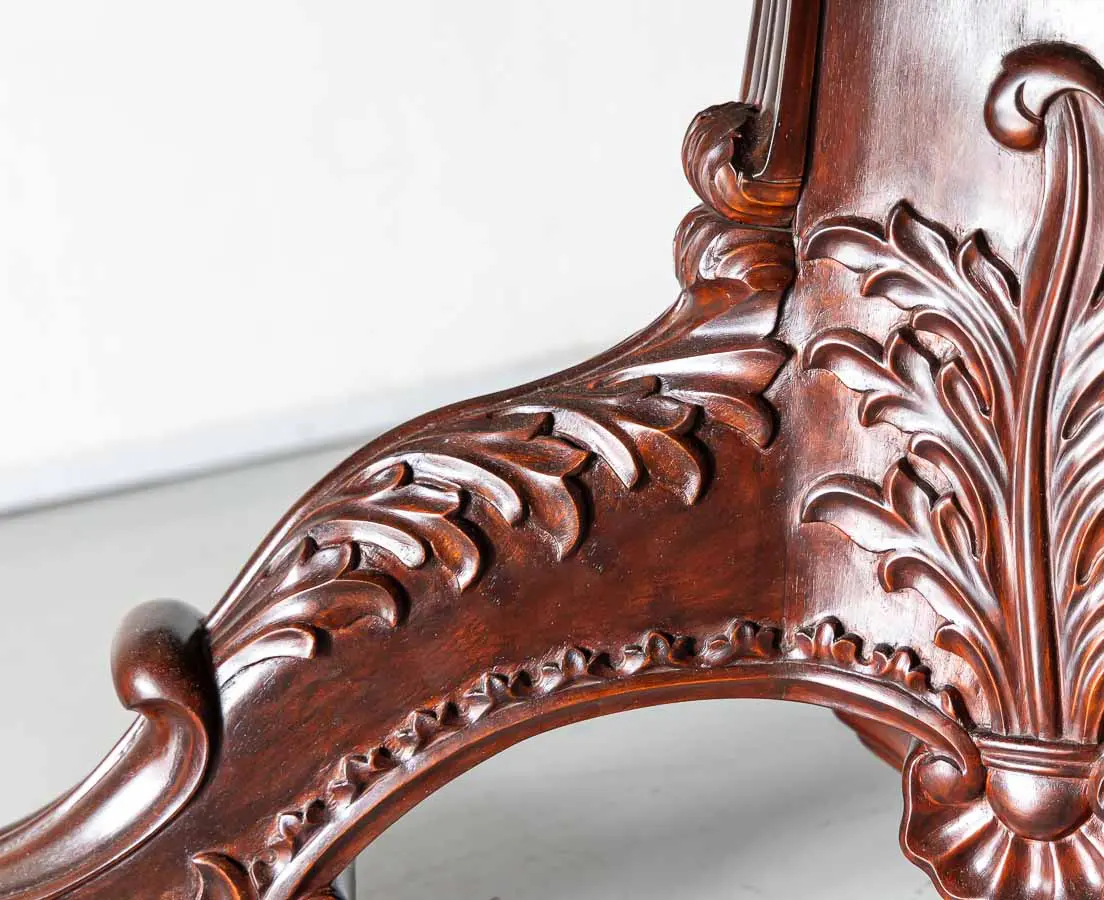 Antique Dining Tables - Mahogany Round Table with Marble Top - The Past Perfect Collection - Singapore