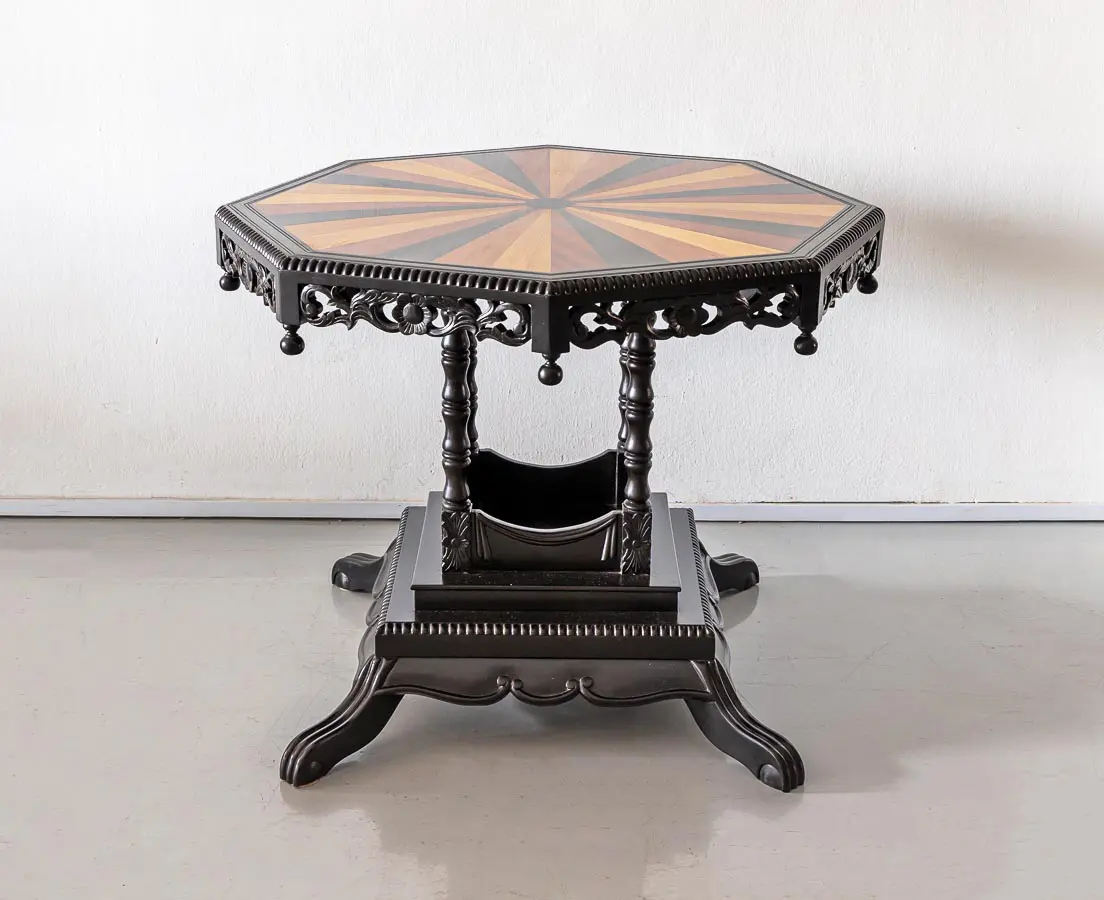 Antique Tables - British Colonial Ebony Specimen Wood Table - The Past Perfect Collection - Singapore