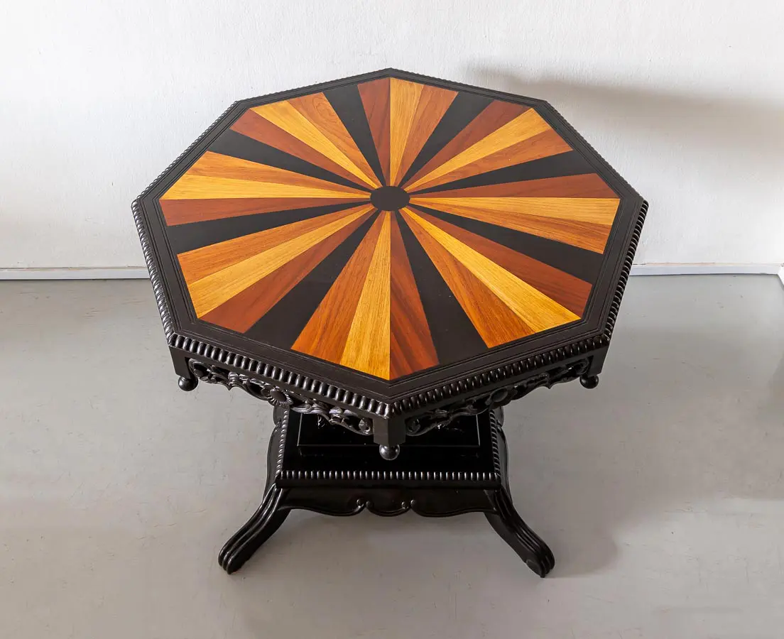 Antique Tables - British Colonial Ebony Specimen Wood Table - The Past Perfect Collection - Singapore