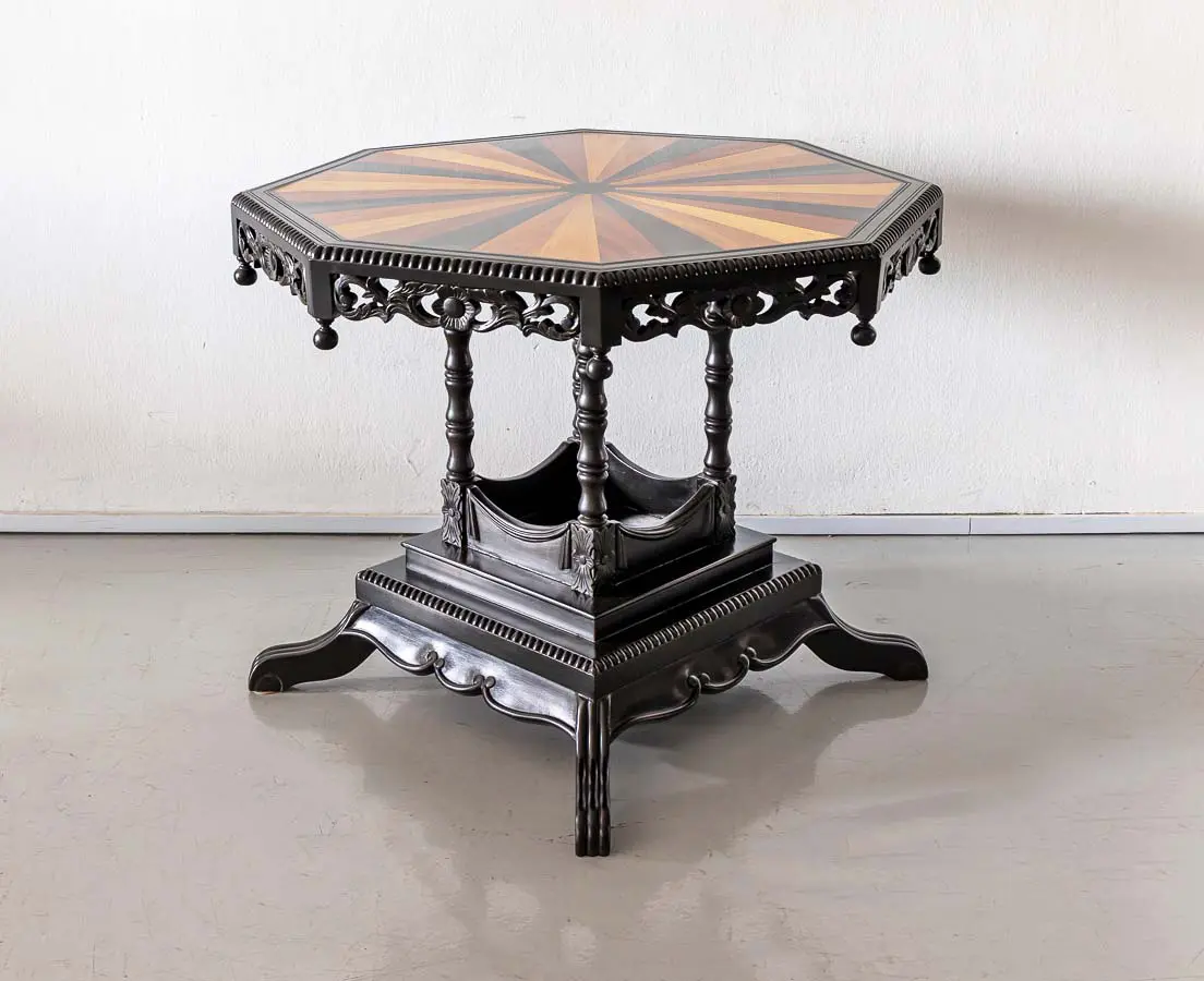 Antique Tables - British Colonial Ebony Specimen Wood Table - The Past Perfect Collection - Singapore