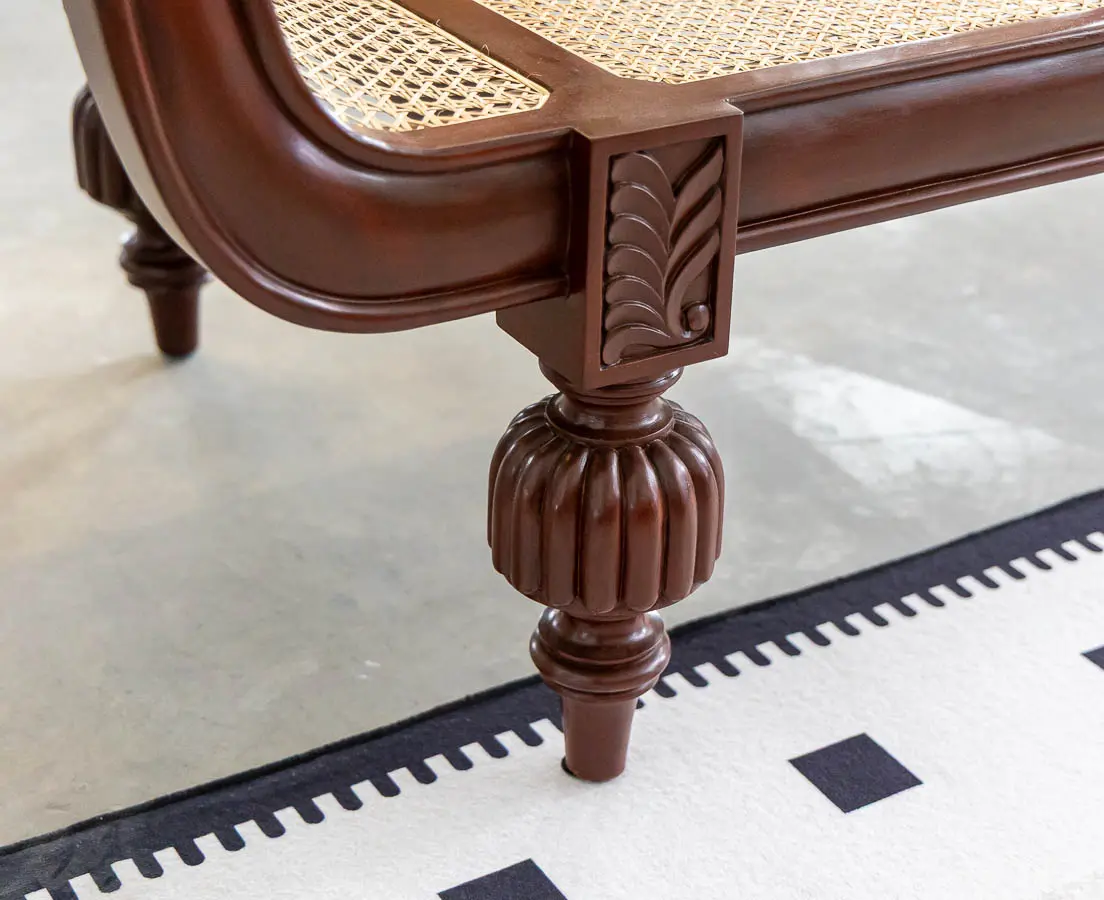 British Colonial Mahogany Caned Sofa - The Past Perfect Collection Singapore