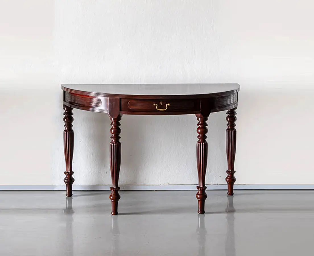 British Colonial Mahogany Half Moon Console Table - The Past Perfect Collection - Singapore