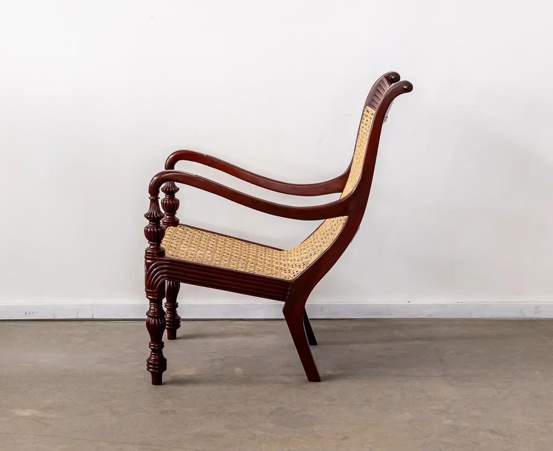 British Colonial Dark Spanish Mahogany Pair of Library Chairs