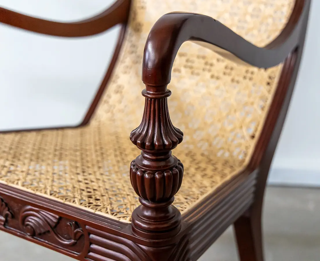 British Colonial Dark Spanish Mahogany Pair of Library Chairs