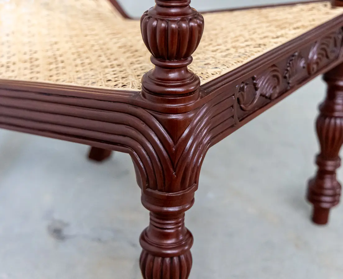 British Colonial Dark Spanish Mahogany Pair of Library Chairs