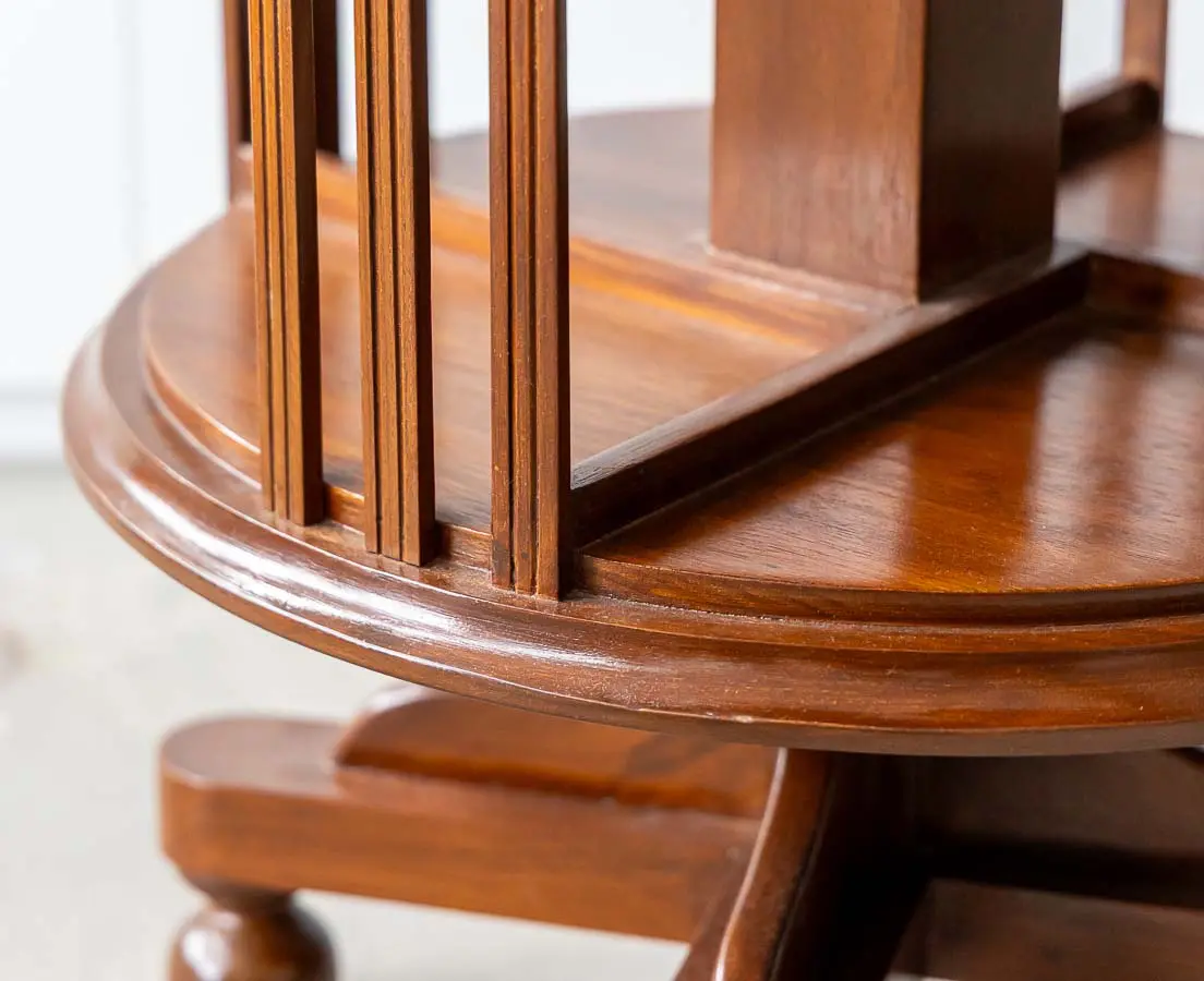 British Colonial Teakwood Round Revolving Bookcase - The Past Perfect Collection - Singapore