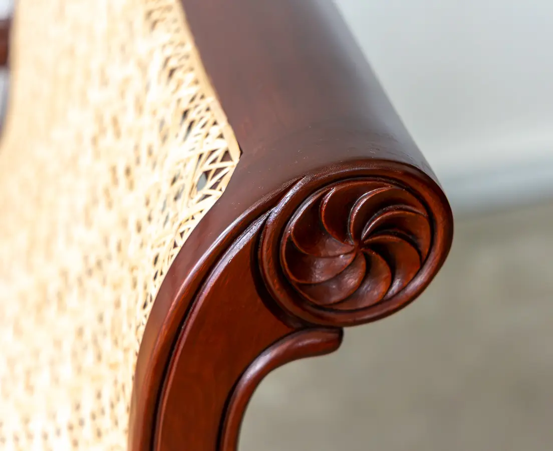 Mahogany Caned Sofa