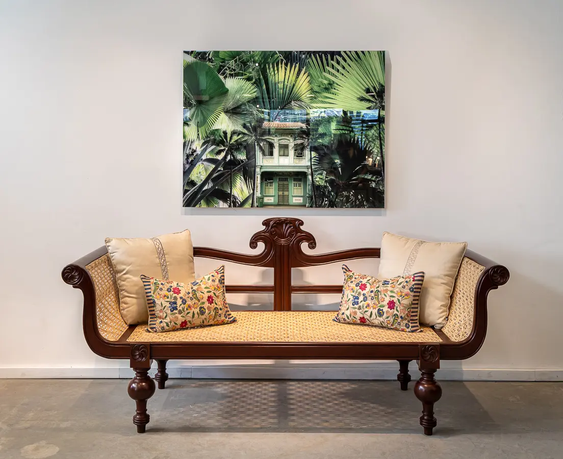Mahogany Caned Sofa