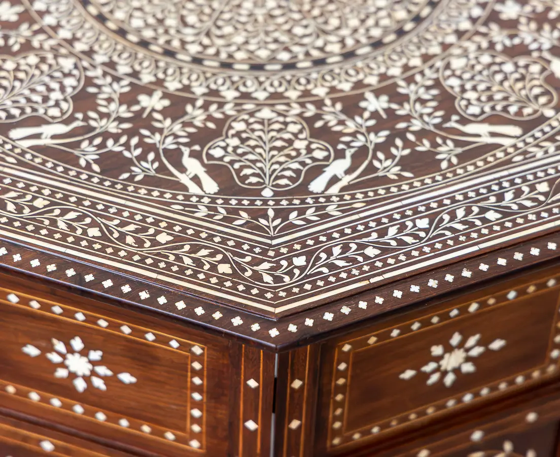 Rosewood Hoshiarpur Table with Ivory Inlay