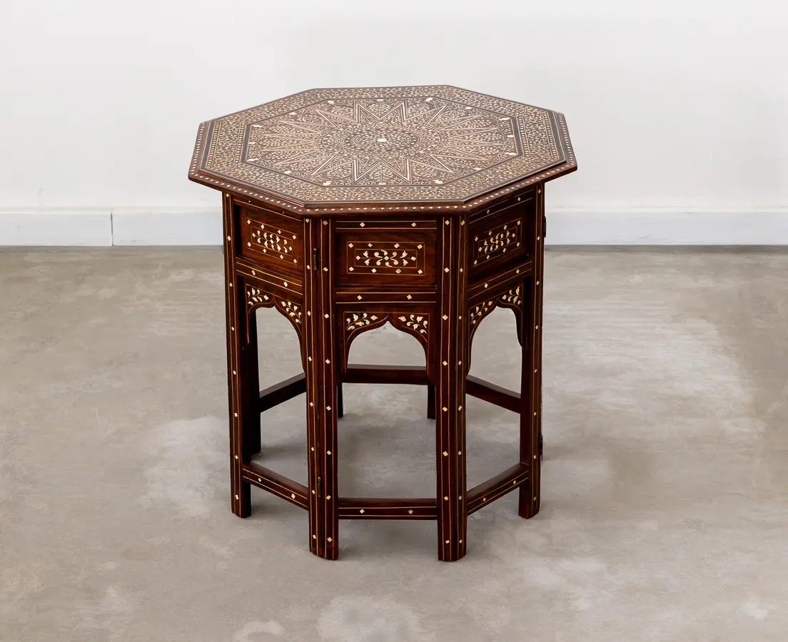 Mahogany folding Table with Ebony and Ivory Inlay