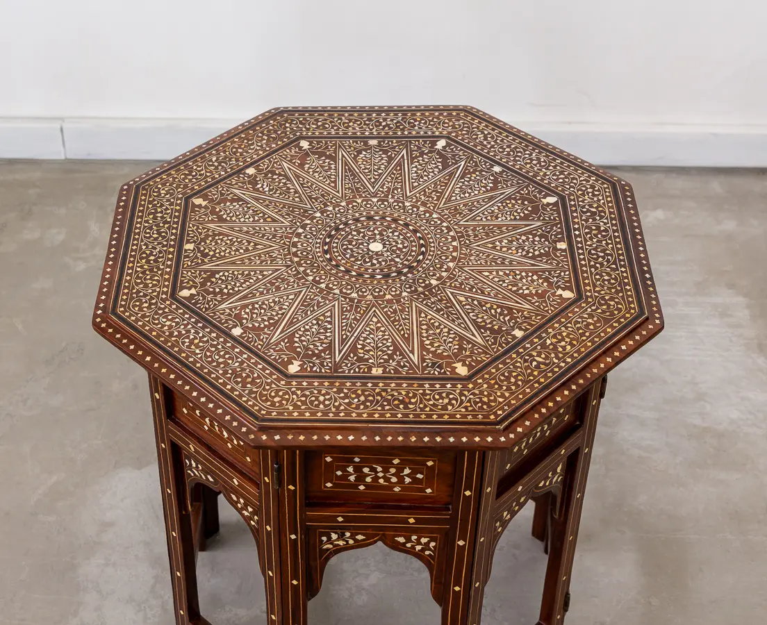 Mahogany folding Table with Ebony and Ivory Inlay