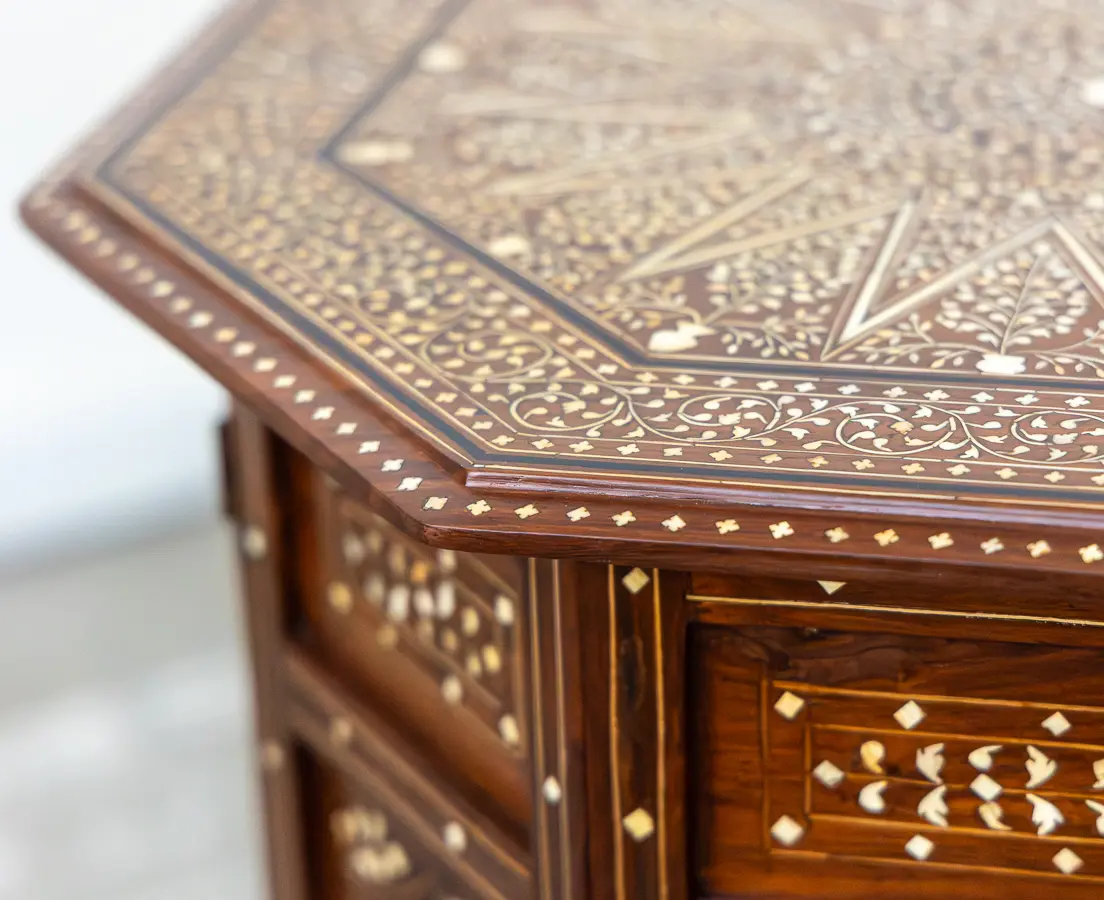 Mahogany folding Table with Ebony and Ivory Inlay