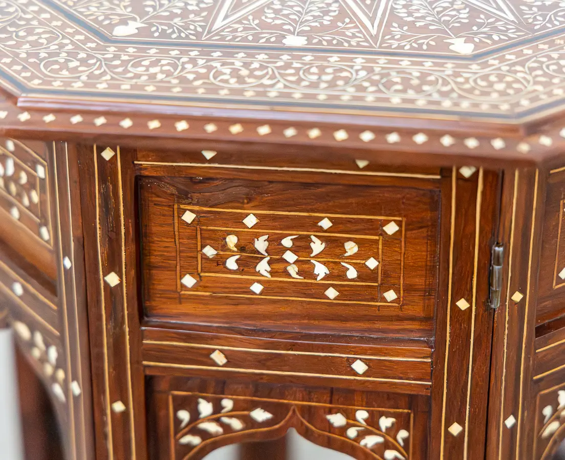 Mahogany folding Table with Ebony and Ivory Inlay