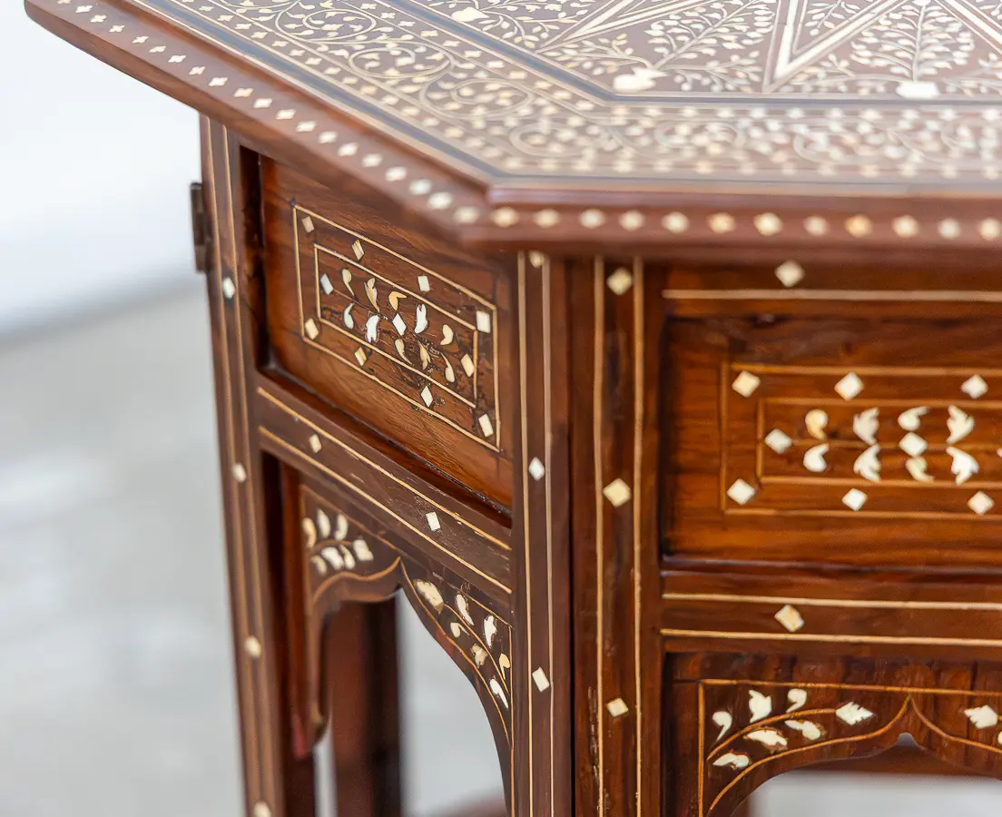 Mahogany folding Table with Ebony and Ivory Inlay