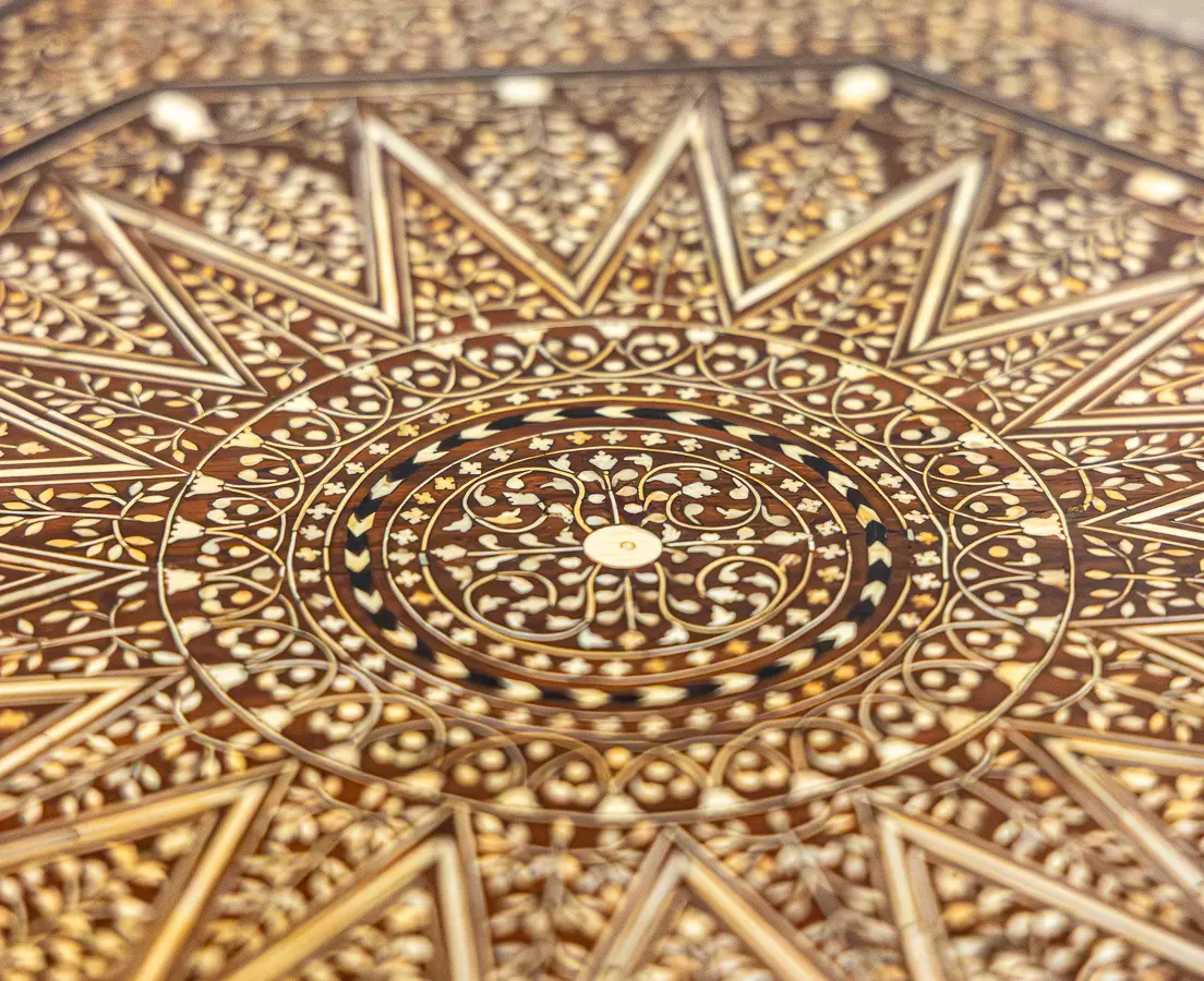 Mahogany folding Table with Ebony and Ivory Inlay