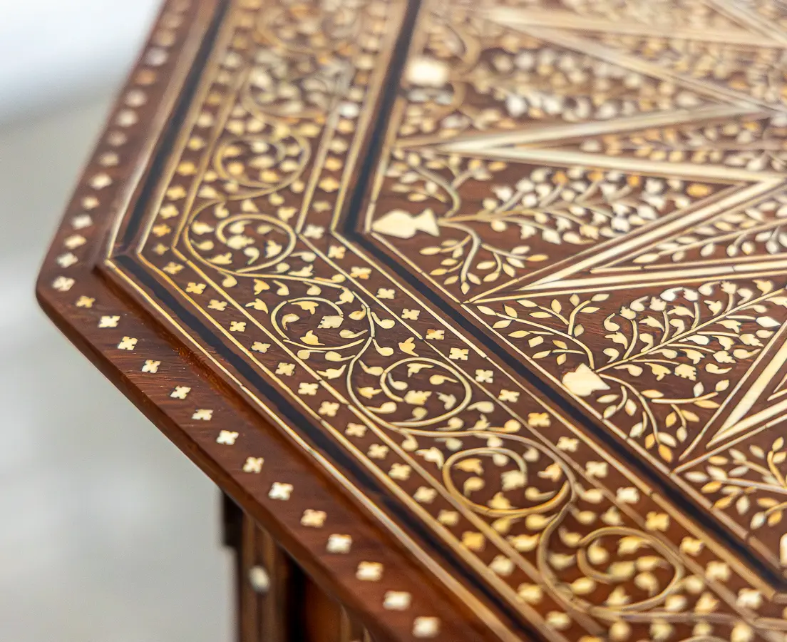 Mahogany folding Table with Ebony and Ivory Inlay