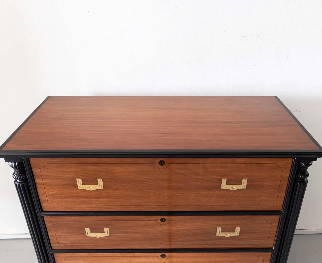 British Colonial Camphor and Ebony Chest of Drawers - The Past Perfect Collection - Singapore