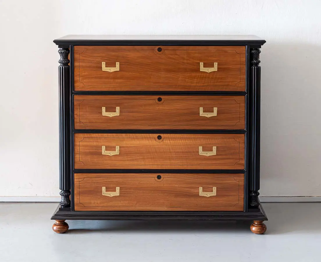 British Colonial Camphor and Ebony Chest of Drawers - The Past Perfect Collection - Singapore