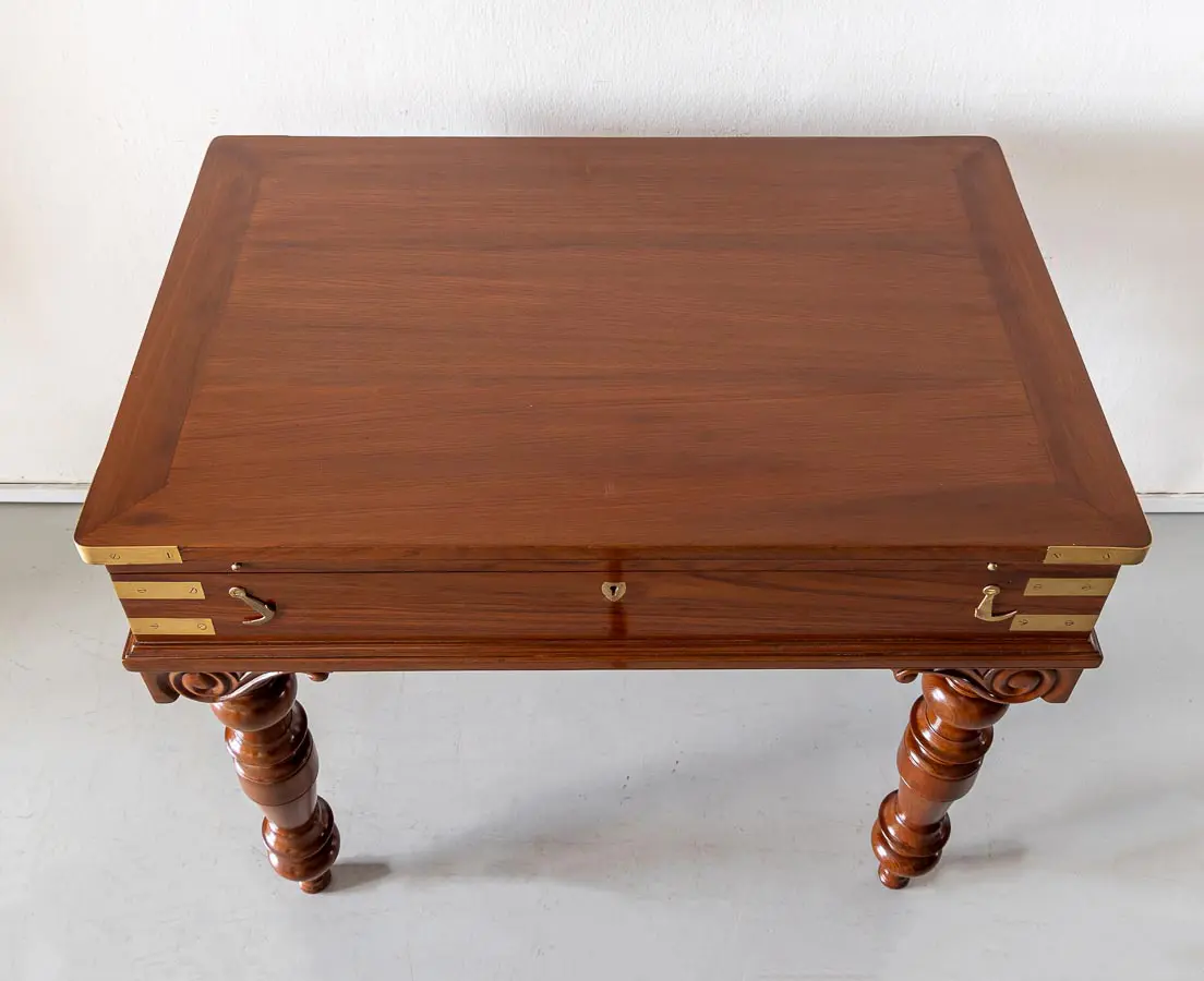 British Colonial Teakwood Campaign Desk - The Past Perfect Collection - Singapore