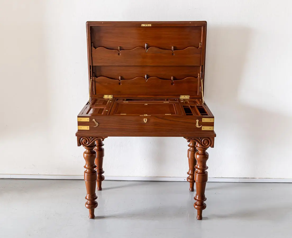 British Colonial Teakwood Campaign Desk - The Past Perfect Collection - Singapore