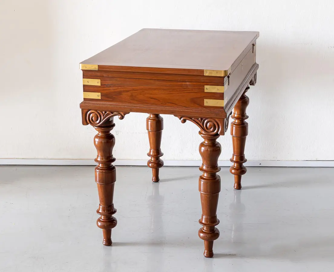 British Colonial Teakwood Campaign Desk - The Past Perfect Collection - Singapore