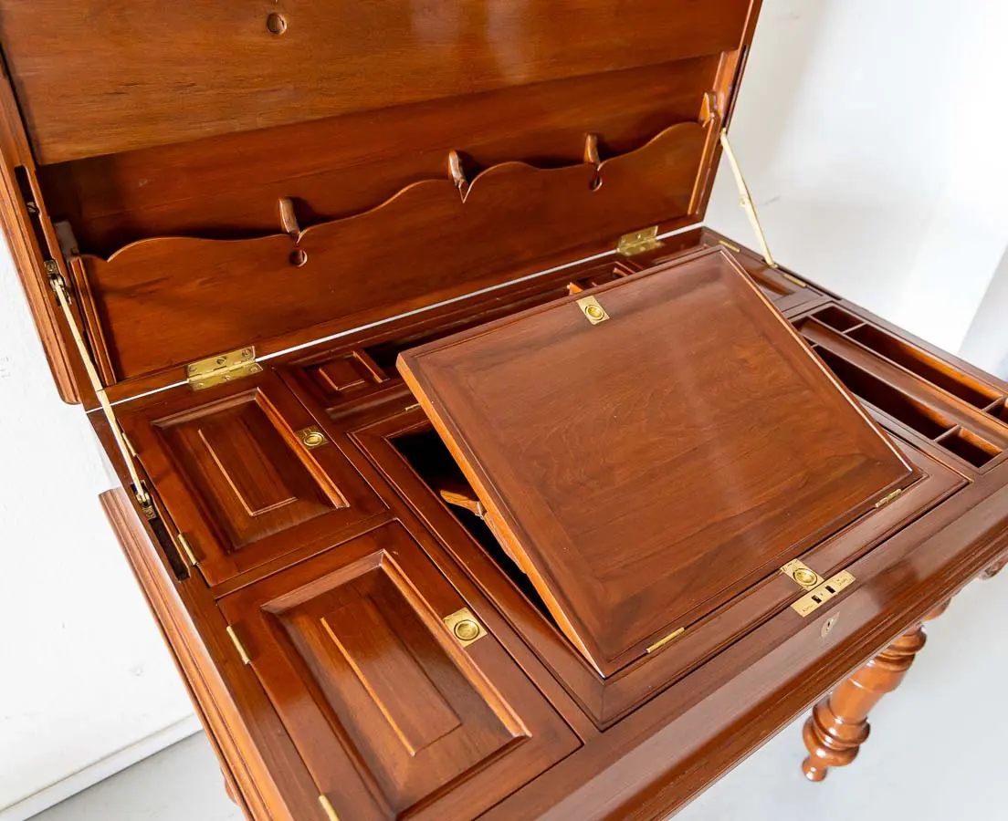 British Colonial Teakwood Campaign Desk - The Past Perfect Collection - Singapore