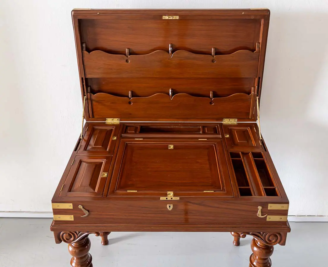 British Colonial Teakwood Campaign Desk - The Past Perfect Collection - Singapore