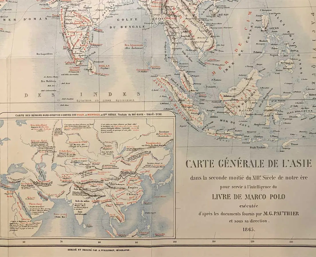 Carte L'Asie Marco Polo - Vuillemin 1865 - The Past Perfect Collection - Singapore
