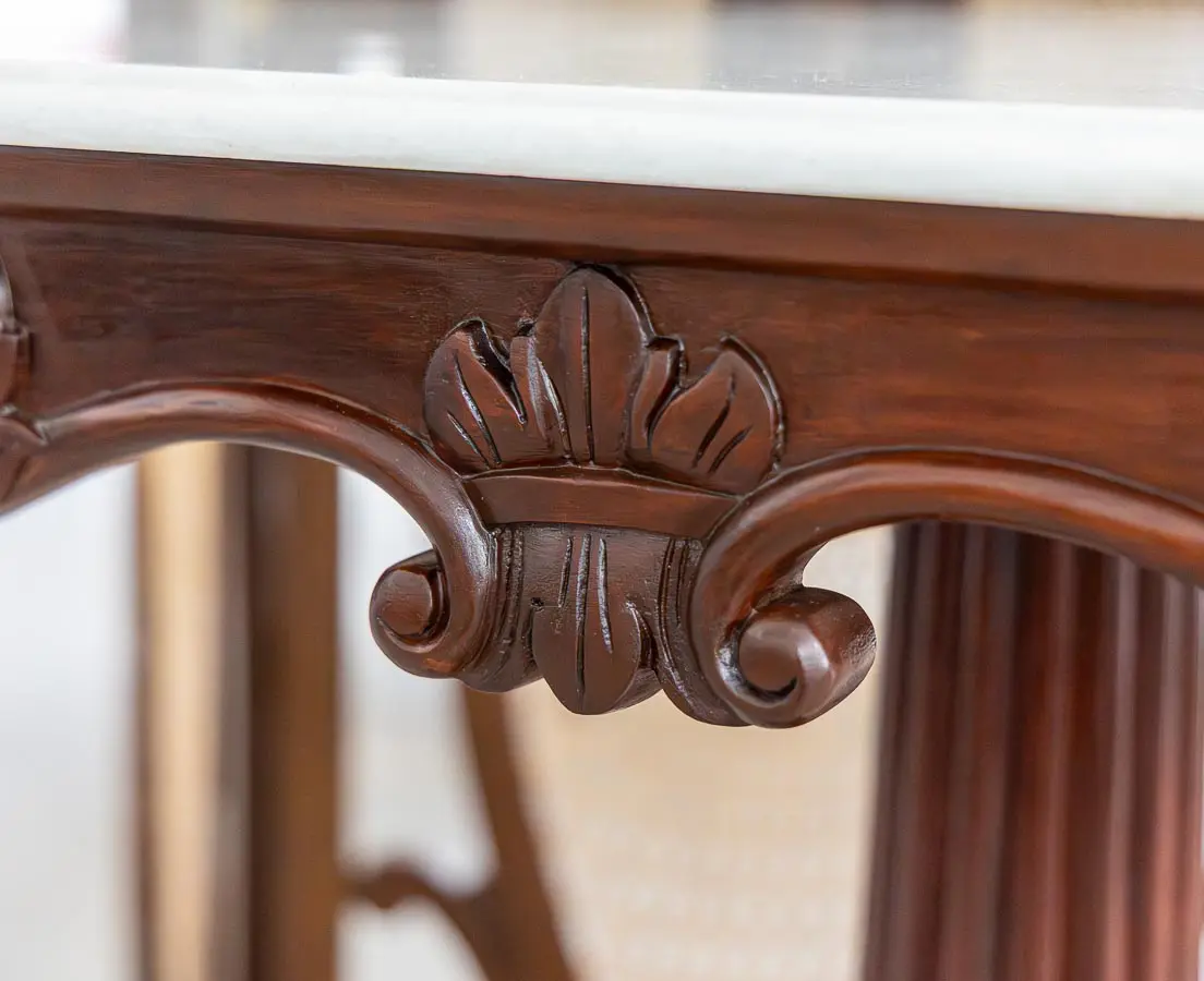 British Colonial Mahogany Console Table with Marble Top - The Past Perfect Collection - Singapore