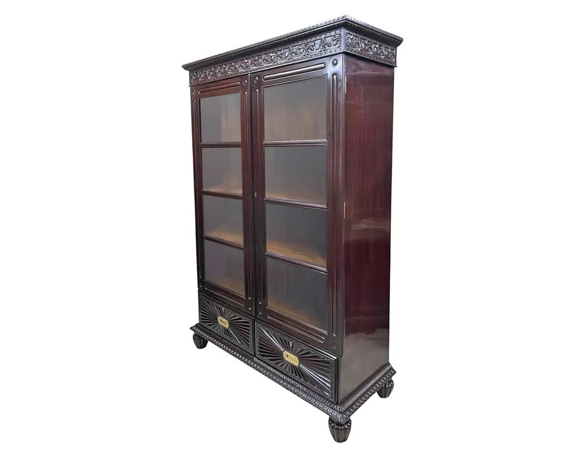 British Colonial Rosewood Bookcase - The Past Perfect Collection - Singapore