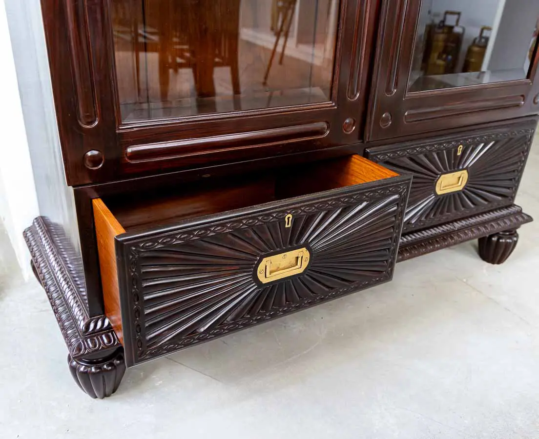 British Colonial Rosewood Bookcase - The Past Perfect Collection - Singapore