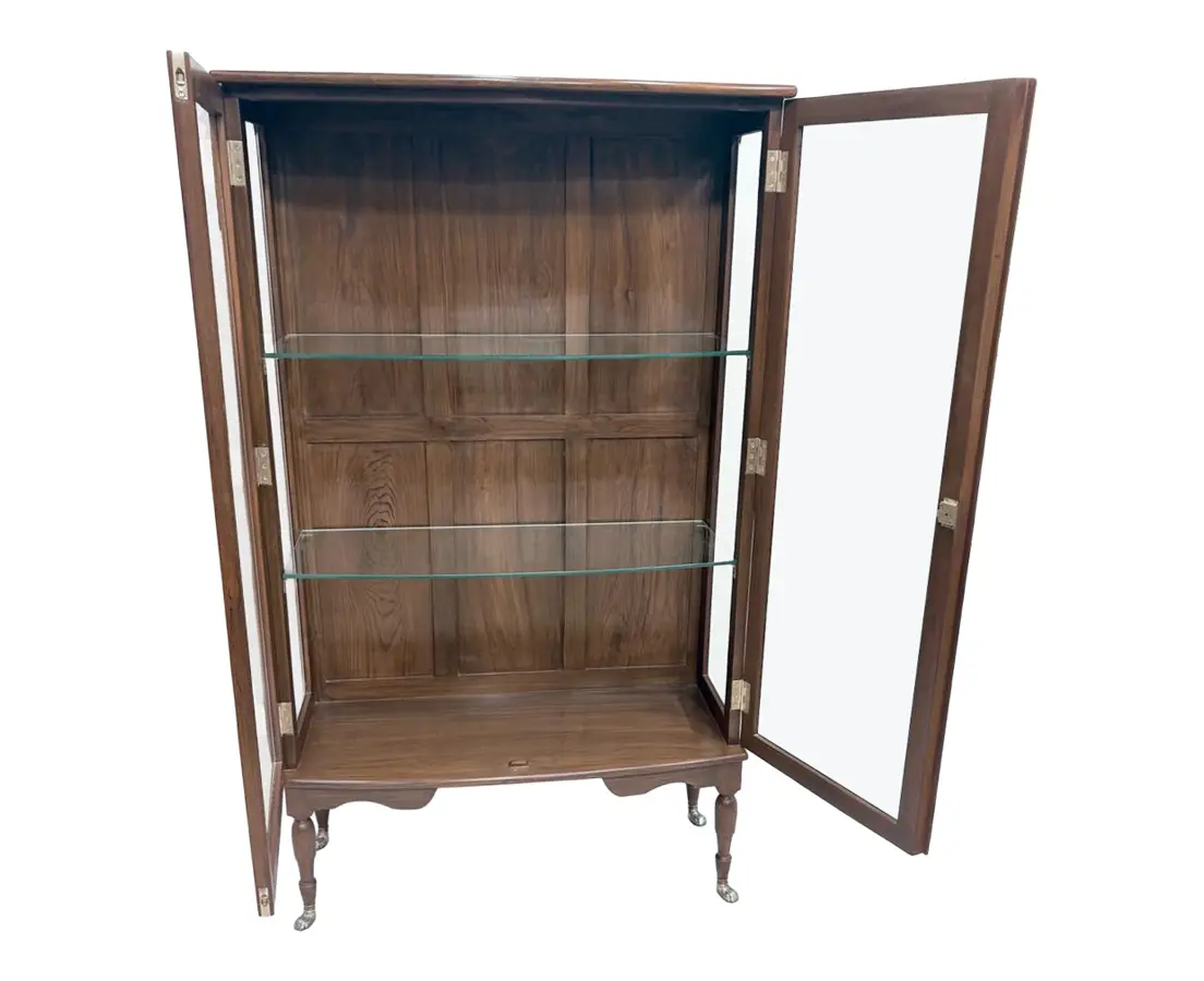 Teakwood Display Cabinet Brass Feet