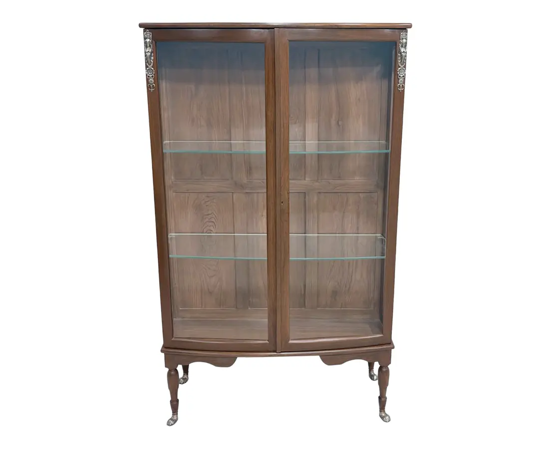 Teakwood Display Cabinet Brass Feet