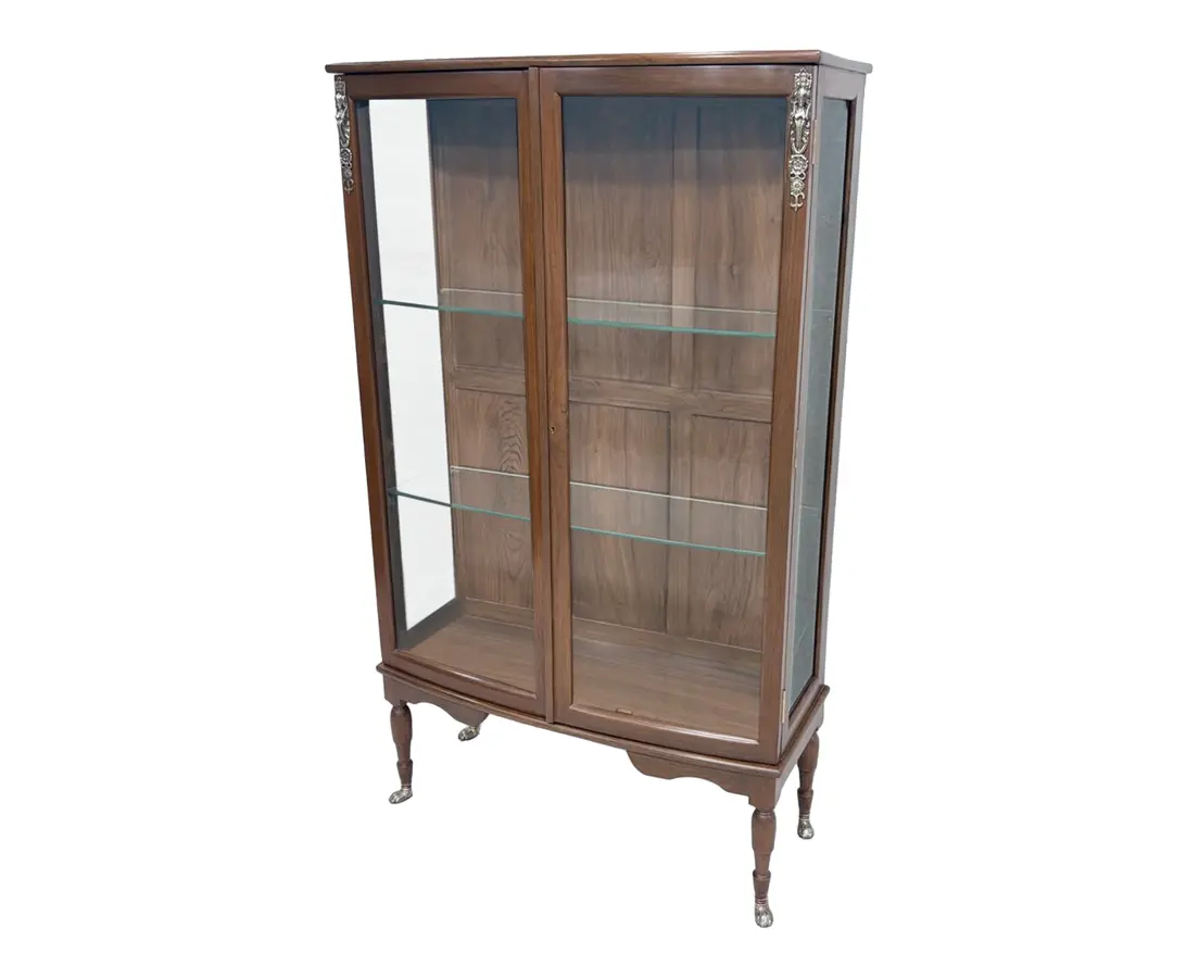 Teakwood Display Cabinet Brass Feet