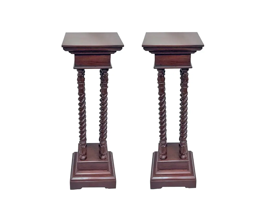 Pair of British Colonial Mahogany Plant Stands - The Past Perfect Collection Singapore