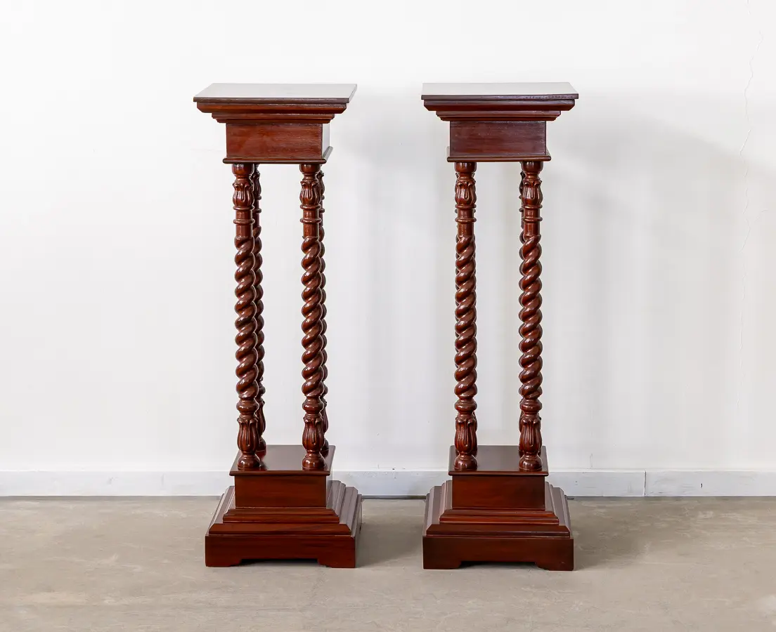 Mahogany Plant Stand Pair