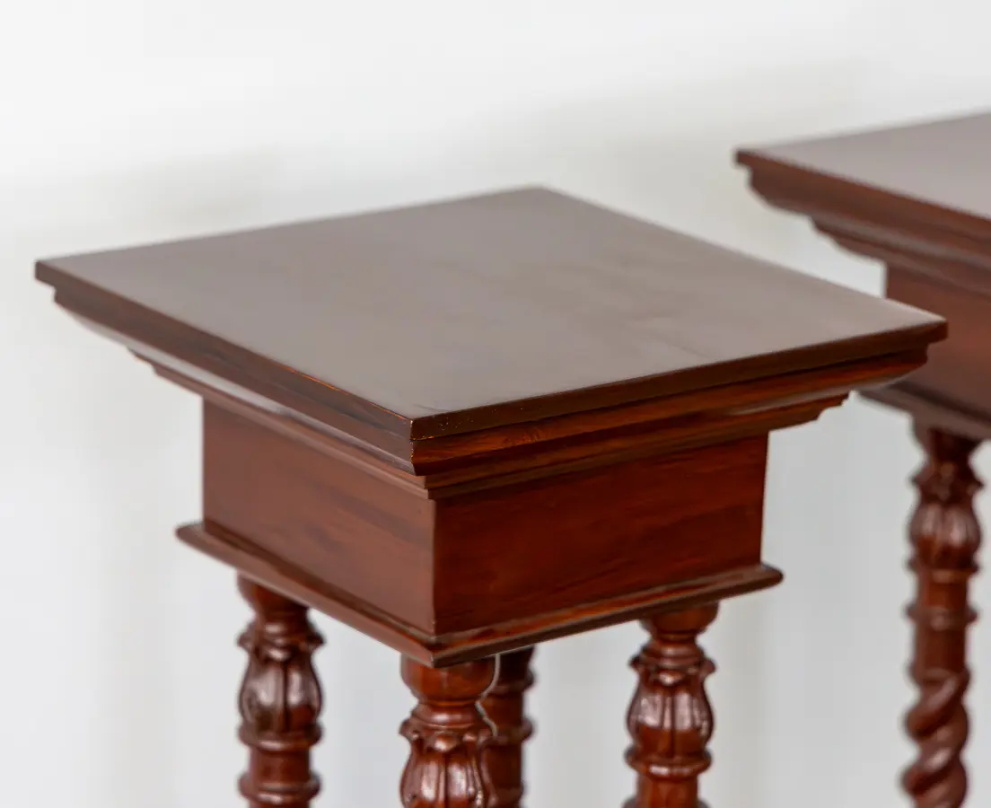 Mahogany Plant Stand Pair