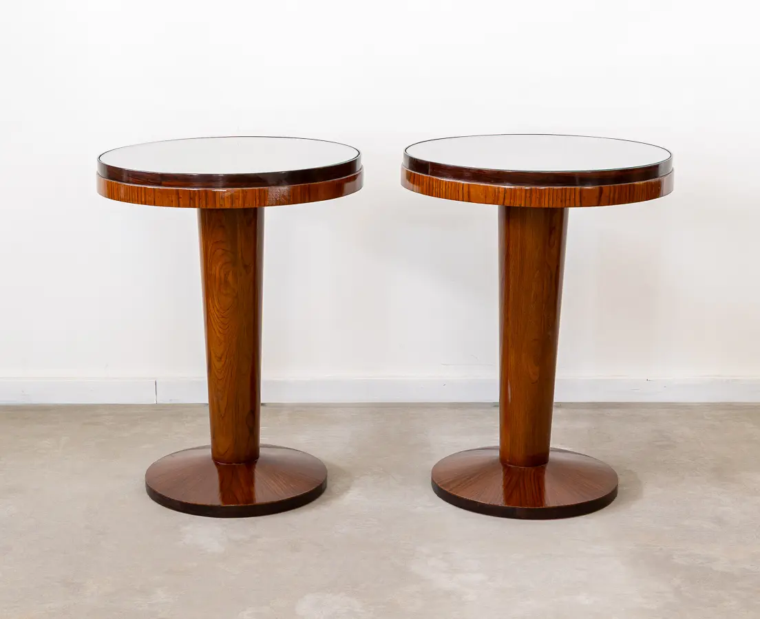 Teakwood Art Deco Pair of Side Tables