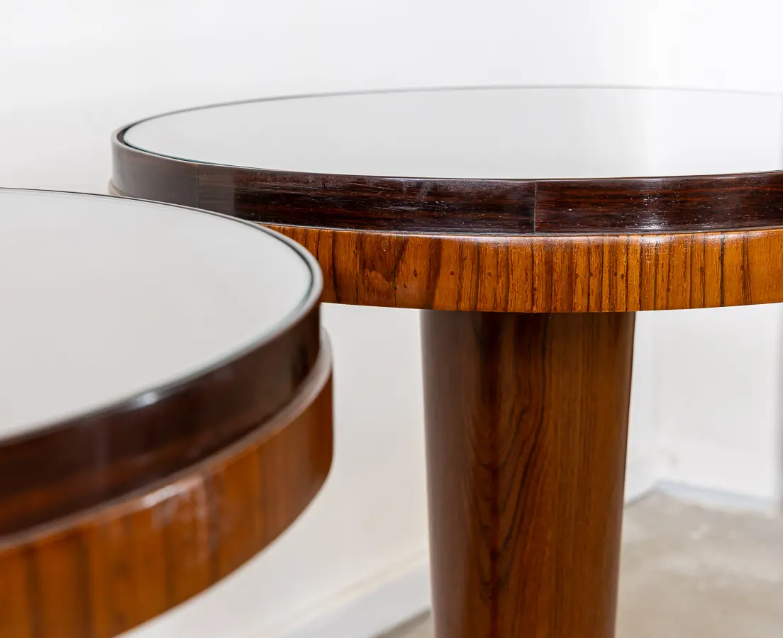Teakwood Art Deco Pair of Side Tables